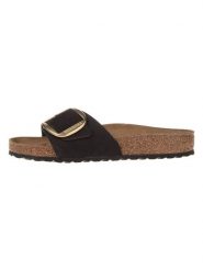 Birkenstock Skórzane klapki "Madrid Big Buckle" w kolorze czarnym rozmiar: 41. Czarne klapki damskie Birkenstock, bez wzorów, z otwartym noskiem, bez obcasa, bez zapięcia. Za 461.45 zł.