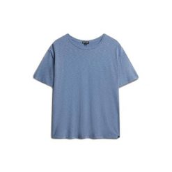 T-shirt damski z opadającymi ramionami Superdry Studios. Niebieskie t-shirty damskie Superdry, bez wzorów, bez kołnierzyka. Za 122.25 zł.