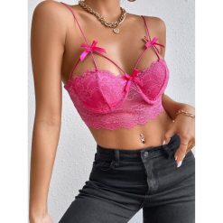 Biustonosz koronkowy bez fiszbin z kokardkami Hayriye. Czarne biustonosze Intica, bez wzorów, z koronki. Za 89.00 zł.