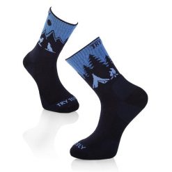 Ciemnoniebieskie skarpetki trekkingowe z wełny merynosów Wolf. Niebieskie skarpetki damskie TRY TO FLY, bez wzorów, z wełny. W wyprzedaży za 83.39 zł.