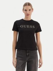 Guess T-Shirt V6RI20 J1314 Czarny Regular Fit. Czarne t-shirty damskie Guess, xs, z aplikacjami, z bawełny, bez kołnierzyka. Za 159.99 zł.