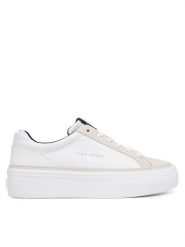 Calvin Klein Sneakersy Vulc Flatf Laceup HW0HW03086 Biały. Białe obuwie sportowe damskie Calvin Klein, z materiału, bez zapięcia. Za 369.99 zł.