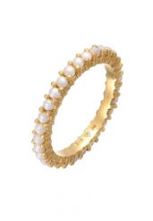 Elli Damska obrączka Memoire szklane koraliki w srebrze próby 925 Sterling Silver Pierścionki 1 ct Damski. Szare pierścionki damskie Elli, z perłą, srebrne. Za 249.89 zł.
