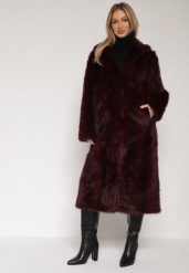 Bordowy Jednorzędowy Płaszcz Futerko o Klasycznym Kroju Yrelsha. Czerwone płaszcze damskie Born2be, l, bez wzorów, z futra, bez kaptura. Za 279.99 zł.