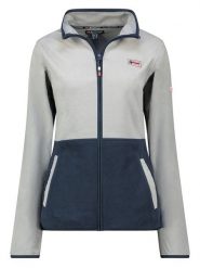 Geographical Norway Kurtka polarowa "Touki" w kolorze granatowo-szarym rozmiar: L. Niebieskie kurtki damskie Geographical Norway, l, bez wzorów, z polaru, bez kaptura. Za 87.40 zł.