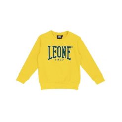 Bluza miękki z ściągacze na co dzień na siłownię. Żółte bluzy damskie LEONE 1947 APPAREL, bez wzorów, z bawełny, bez kaptura. W wyprzedaży za 89.72 zł.