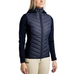 Damska kurtka hybrydowa Montar Eliza. Niebieskie kurtki damskie MONTAR, bez wzorów, z puchu, bez kaptura. Za 448.50 zł.