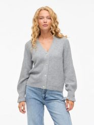 Vila Kardigan "Vitilda" w kolorze szarym rozmiar: M. Szare kardigany damskie Vila, m, bez wzorów, prążkowane. Za 157.35 zł.