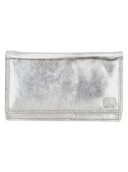 DOUBLE-D Skórzany portfel w kolorze srebrnym - 16 x 9 x 3 cm rozmiar: onesize. Szare portfele damskie DOUBLE D, bez wzorów, z materiału. Za 65.99 zł.