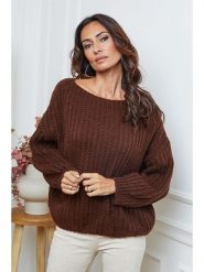 So Cachemire Sweter "Candji" w kolorze brązowym rozmiar: XL. Brązowe swetry klasyczne damskie So Cachemire, xl, z wełny, bez kołnierzyka. Za 160.95 zł.