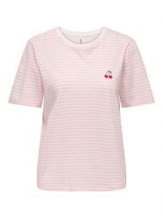 ONLY Koszulka w kolorze jasnoróżowo-białym rozmiar: XL. Różowe bluzki damskie Only, xl, bez wzorów, z bawełny, bez kołnierzyka, bez ramiączek. Za 43.99 zł.