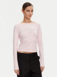 HUGO Bluzka 50537227 Różowy Slim Fit. Czerwone bluzki damskie Hugo, s, bez wzorów, z bawełny, bez kołnierzyka, bez ramiączek. Za 209.99 zł.