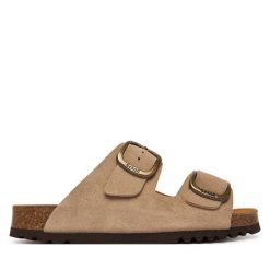 Klapki Scholl. Brązowe klapki damskie Scholl, bez wzorów, bez obcasa, bez zapięcia. Za 379.99 zł.