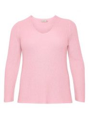 KAFFE curve Sweter w kolorze jasnoróżowym rozmiar: XL. Różowe swetry klasyczne damskie KAFFE curve, xl, z bawełny, bez kołnierzyka. Za 132.05 zł.