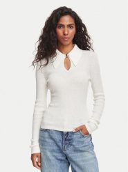 HUGO Sweter Sdropa 50562687 Kremowy Slim Fit. Białe swetry klasyczne damskie Hugo, xs, z lyocellu, bez kołnierzyka. Za 724.99 zł.