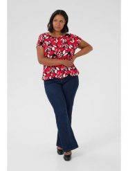 KAFFE curve Bluzka w kolorze czerwono-czarnym rozmiar: 42. Czerwone bluzki damskie KAFFE curve, bez wzorów, z wiskozy, bez kołnierzyka, bez ramiączek. Za 78.28 zł.