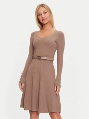 Marciano Guess Sukienka dzianinowa Luna 4BGK00 5613Z Beżowy Regular Fit. Brązowe sukienki damskie Marciano Guess, z aplikacjami, z dzianiny, bez ramiączek. Za 479.99 zł.