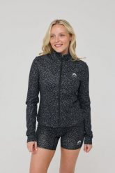 Kurtka Infinite Cropped Zipped – czarna panterka. Czarne kurtki damskie OOSC, na zimę, xs, bez wzorów, z materiału, bez kaptura. Za 245.99 zł.