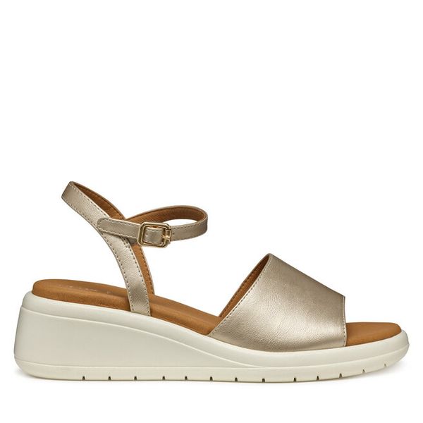 Sandały Geox. Żółte sandały damskie Geox, bez wzorów, bez obcasa, na koturnie, bez zapięcia. Za 209.99 zł.