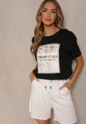 Czarny T-shirt z Bawełny z Nadrukiem Tellanis. Czarne t-shirty damskie Renee, m, bez wzorów, z bawełny, bez kołnierzyka. Za 39.99 zł.