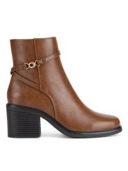 Clara Barson Botki WYL4017-1 Brązowy. Brązowe botki damskie Clara Barson, ze skóry, bez obcasa, na słupku, bez zapięcia. Za 179.99 zł.