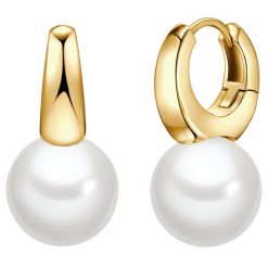 Lulu & Jane Klappcreolen gelbgold Muschelkernperle weiß Kolczyki koła 1 ct Damski. Białe kolczyki damskie Lulu & Jane, z perłą, pozłacane. Za 159.99 zł.