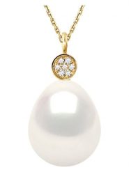 Pearline Złoty naszyjnik z diamentami i perłą - dł. 42 cm rozmiar: onesize. Białe naszyjniki damskie Pearline, z diamentem, złote. Za 1,174.99 zł.