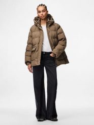 Pieces Kurtka zimowa w kolorze szarobrązowym rozmiar: XL. Brązowe kurtki damskie Pieces, na zimę, xl, bez wzorów, z puchu, bez kaptura. Za 217.99 zł.