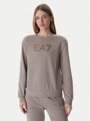 EA7 Emporio Armani Bluza 7W000953 AF15831 Brązowy Regular Fit. Brązowe bluzy damskie EA7 Emporio Armani, xs, bez wzorów, z bawełny, bez kaptura. Za 589.99 zł.