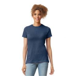 Koszulka Damska Softstyle CVC. Czarne bluzki damskie GILDAN, l, bez wzorów, bez kołnierzyka, bez ramiączek. Za 38.99 zł.