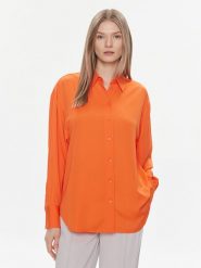 Calvin Klein Koszula K20K206777 Pomarańczowy Relaxed Fit. Brązowe koszule damskie Calvin Klein, bez wzorów, z syntetyku, bez kołnierzyka, bez ramiączek. Za 336.18 zł.