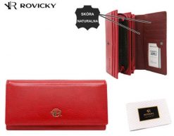 Portfel damski ROVICKY RPX-20A-ML RED czerwony. Czerwone portfele damskie ROVICKY, bez wzorów, ze skóry. Za 64.00 zł.