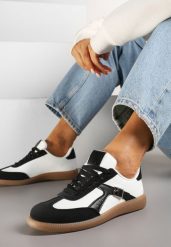 Czarno-Białe Sneakersy Klasyczne Tenisówki Zdobione Klamerką Senaniela. Czarne obuwie sportowe damskie Renee, bez zapięcia, tenisowe. Za 79.99 zł.