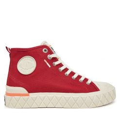 Trampki Palladium. Czerwone trampki damskie Palladium, bez wzorów, bez zapięcia. Za 289.99 zł.