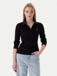 Calvin Klein Bluzka Ls Woven Label LV047E203G Czarny Slim Fit. Czarne bluzki damskie Calvin Klein, l, bez wzorów, z bawełny, bez kołnierzyka, bez ramiączek. Za 219.99 zł.