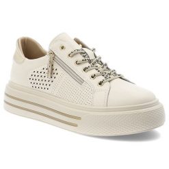Beżowe Sneakersy Filippo Modne Obuwie Damskie. Brązowe obuwie sportowe damskie Filippo, na wiosnę, z materiału, bez zapięcia. Za 209.00 zł.