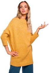 Miodowy Melanżowy Oversizowy Sweter z Półgolfem. Pomarańczowe swetry klasyczne damskie MOE, l, z materiału, bez kołnierzyka. Za 223.90 zł.