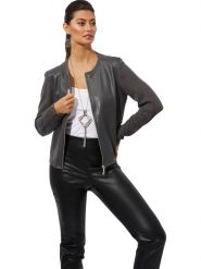 WITT WEIDEN Kurtka przejściowa w kolorze ciemnoszarym rozmiar: 44. Szare kurtki damskie WITT WEIDEN, bez wzorów, ze skóry, bez kaptura. Za 121.45 zł.