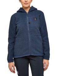 Haglöfs Kurtka polarowa "Malung" w kolorze granatowym rozmiar: XL. Niebieskie kurtki damskie Haglöfs, xl, z aplikacjami, z polaru, bez kaptura. Za 373.35 zł.