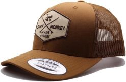 Czapka trucker – 5paneli / dla dorosłych / rozmiar uniwersalny (brązowa/czarna). Brązowe czapki z daszkiem damskie SURF MONKEY, z aplikacjami, z bawełny. Za 159.95 zł.