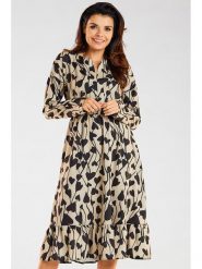 Awama Sukienka w kolorze beżowym rozmiar: XL. Brązowe sukienki damskie Awama, bez wzorów, bez ramiączek. Za 160.96 zł.