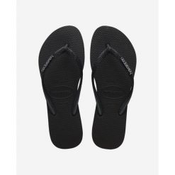 Klapki damskie Havaianas Slim Glitter II. Czarne klapki damskie Havaianas, bez wzorów, bez obcasa, bez zapięcia. Za 229.50 zł.