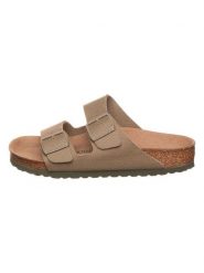 Birkenstock Klapki "Arizona" w kolorze khaki rozmiar: 37. Brązowe klapki damskie Birkenstock, bez wzorów, z otwartym noskiem, bez obcasa, bez zapięcia. Za 341.28 zł.