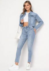 Jasnoniebieskie Jeansy Skinny z Wysoką Talią Anelava. Niebieskie jeansy damskie Born2be, bez wzorów, z jeansu. Za 89.99 zł.