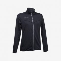 Kurtka treningowa do hokeja na trawie damska Korok FH900. Czarne kurtki damskie KOROK, l, bez wzorów, z elastanu, bez kaptura. Za 189.99 zł.