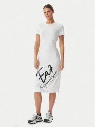 EA7 Emporio Armani Sukienka codzienna 7W001062 AF10373 U0002 Biały Regular Fit. Białe sukienki damskie EA7 Emporio Armani, bez wzorów, z bawełny, bez ramiączek. Za 359.99 zł.