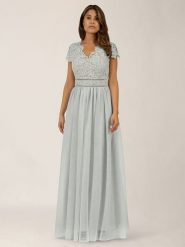 APART Sukienka w kolorze jasnoszarym rozmiar: 36. Szare sukienki damskie Apart, bez wzorów, z koronki, bez ramiączek. Za 260.99 zł.