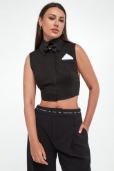 Koszula damska cropped ELISABETTA FRANCHI. Koszule damskie Elisabetta Franchi, bez wzorów, bez kołnierzyka, bez ramiączek. Za 1,649.00 zł.