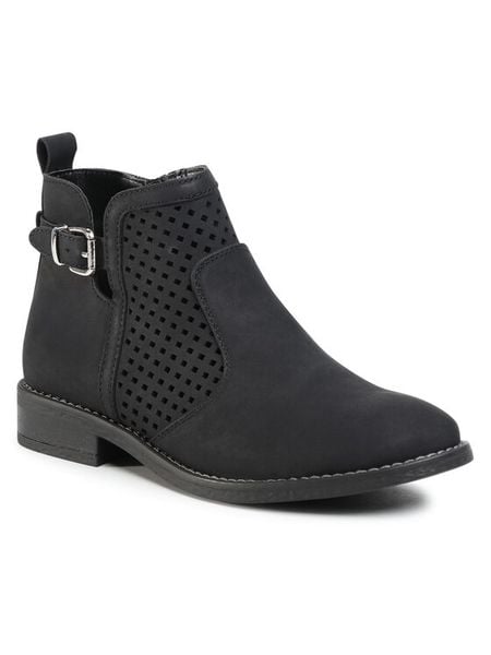 Clara Barson Botki WS2796-09 Czarny. Czarne botki damskie Clara Barson, ze skóry, bez obcasa, na płaskiej podeszwie, bez zapięcia. Za 62.99 zł.