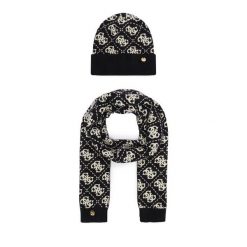 Zestaw szalik i czapka Guess. Czarne czapki damskie Guess, z aplikacjami. Za 294.99 zł.